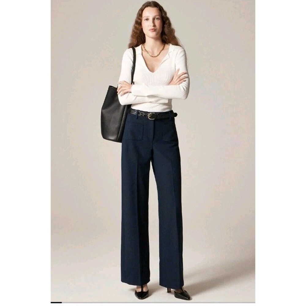 J.Crew Carolina Pant in Four Season Stretch Navy Blue Wide Leg CP150 Size 18 NWT